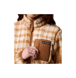 GIACCA STAMPATA IN SHERPA WEST BEND DA DONNA CAMEL BROWN HARRINGPLAID